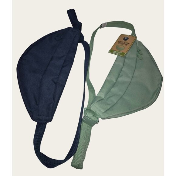 Recycled Material Crossbody Bag Set Navy Sage Green Adjustable Straps Lightweigh - Picture 1 of 7